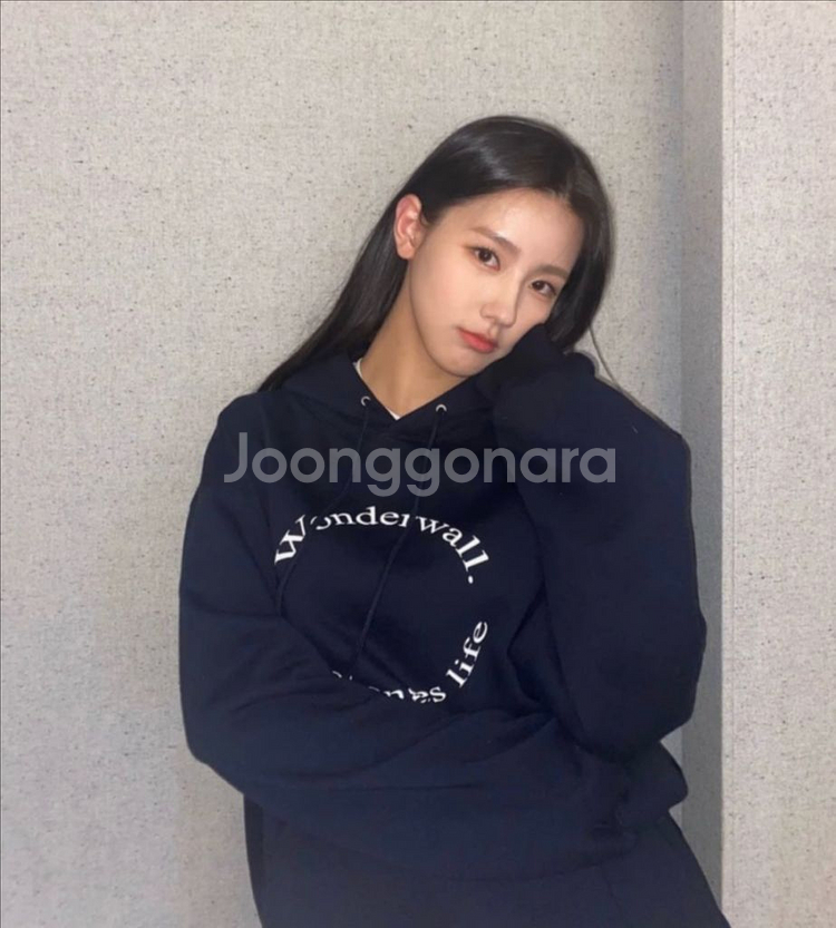 [M] 원더월 써클로고 후드티 네이비--1