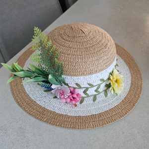 (새상품) 여아 챙 밀짚모자 5~6세 꽃밀짚모자