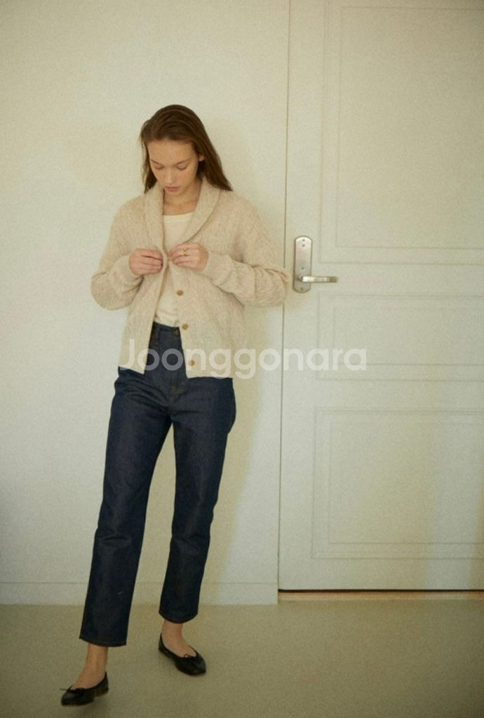 시엔느 다이앤 빈티지 울 니트 꽈배기 숄 가디건--1