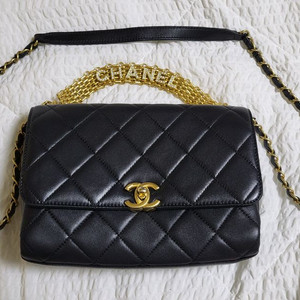 샤넬 램스킨 블랙 골드 메탈 체인 금장 디아망떼 플랩백