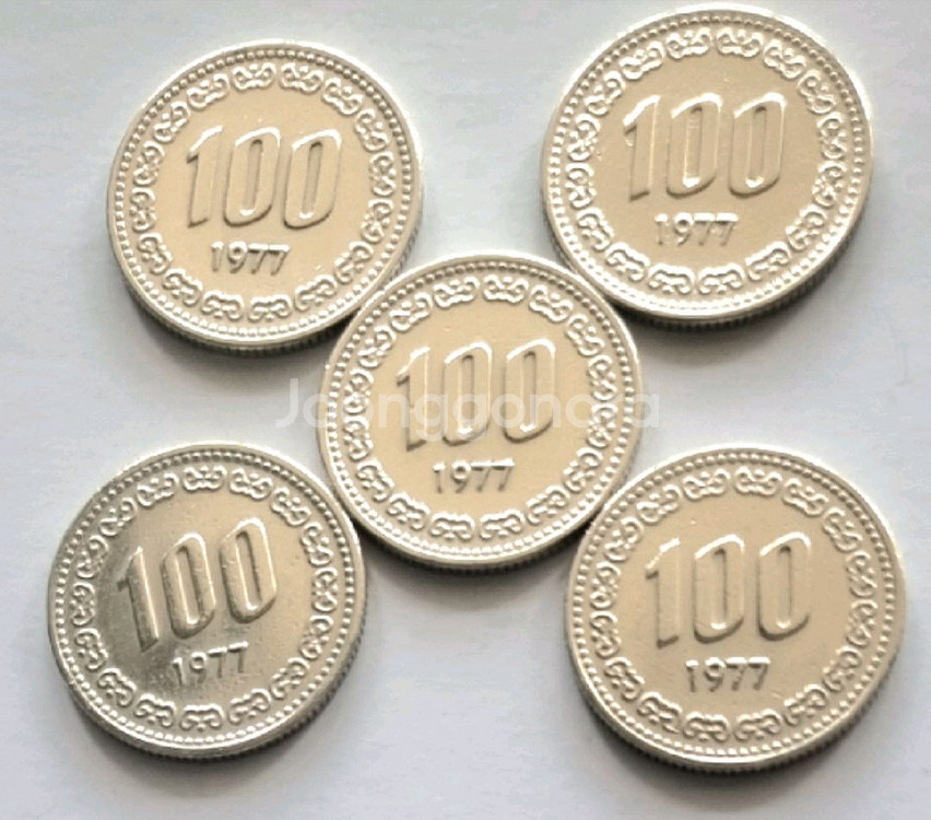 1977년100원동전5개를일괄판매--0