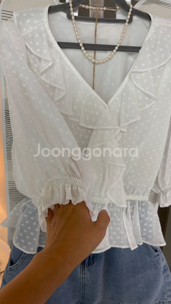 하엄지 루흐 도트 러플 랩블라, 모노앤밀키 숏츠--1