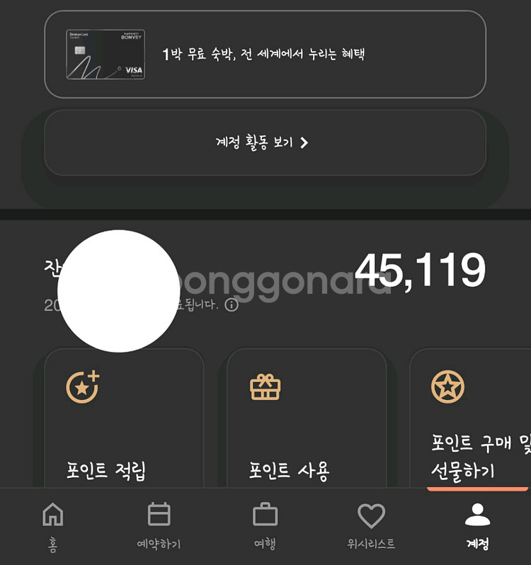 메리어트 본보이 45,119 포인트 양도합니다.--0