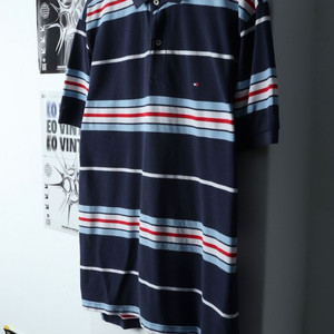 (M-XL) 타미힐피거 반팔 카라 티셔츠 스트라이프