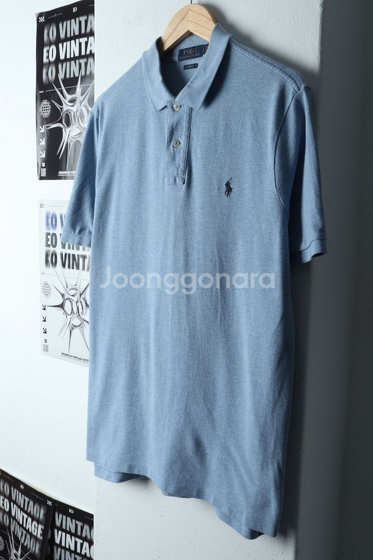 (L-XL) 폴로 랄프로렌 반팔 카라 티셔츠 연블루--0
