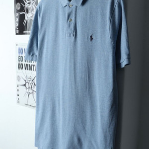 (L-XL) 폴로 랄프로렌 반팔 카라 티셔츠 연블루