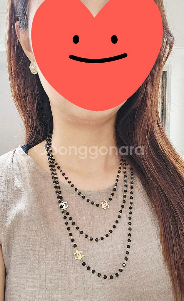 블랙펄 롱 목걸이--0