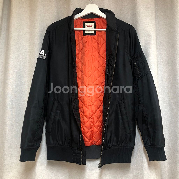 리바이스 스펠아웃 백로고 ma-1 블랙 항공 점퍼 M--1
