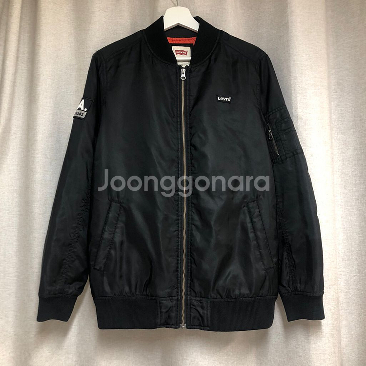 리바이스 스펠아웃 백로고 ma-1 블랙 항공 점퍼 M--0