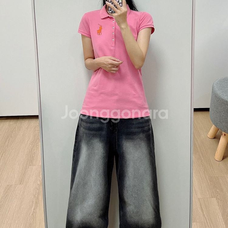 폴로 랄프로렌 빅포니 핑크 카라 반팔 티셔츠--0