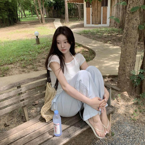 리즈 leeds 린넨 밴딩 팬츠 베이비블루 더위시