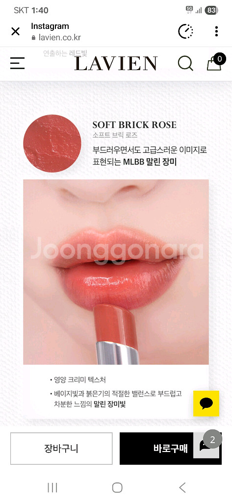 라비앙 립틴트 밤 브릭로즈--0