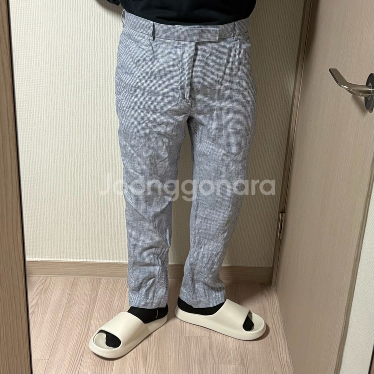 정품 폴로 랄프로렌 린넨 팬츠 하운드체크 바지 40인치--0