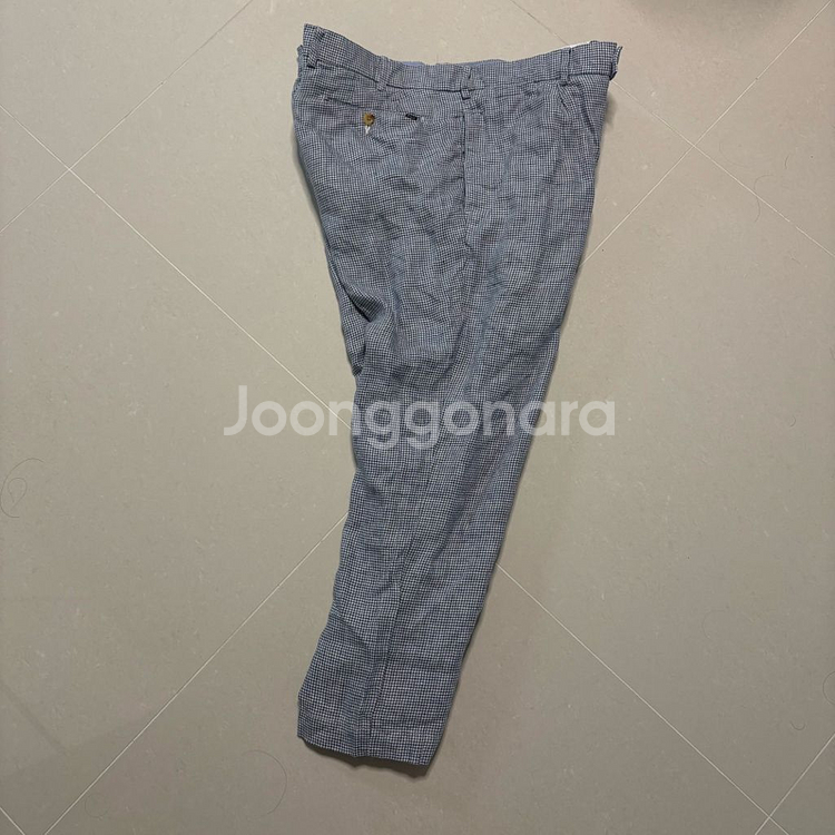 정품 폴로 랄프로렌 린넨 팬츠 하운드체크 바지 40인치--3
