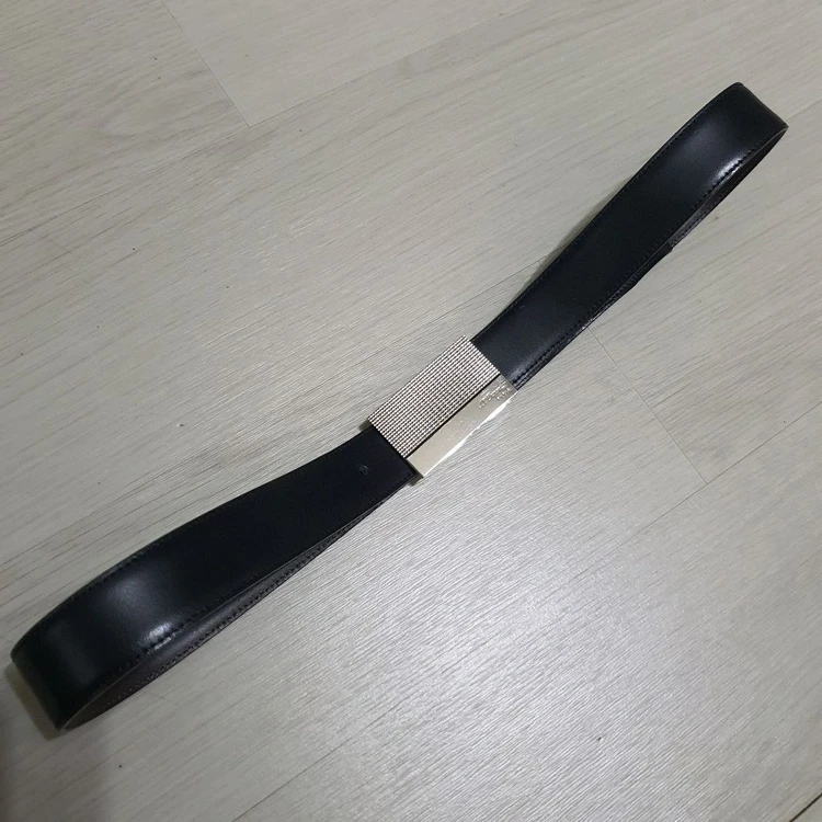 정품 듀퐁 다이아몬드 퀄팅 은장 남성 정장 벨트 이미지