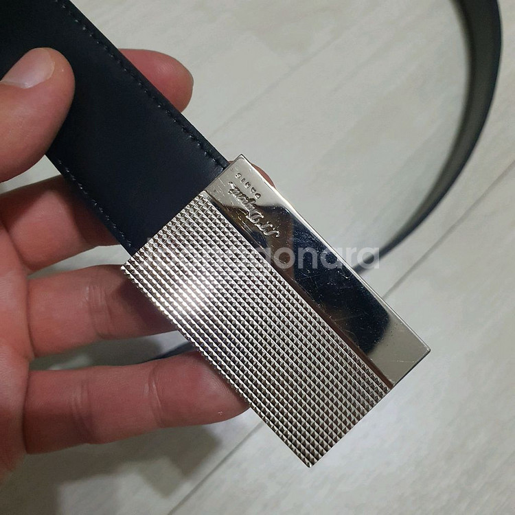 정품 듀퐁 다이아몬드 퀄팅 은장 남성 정장 벨트--5