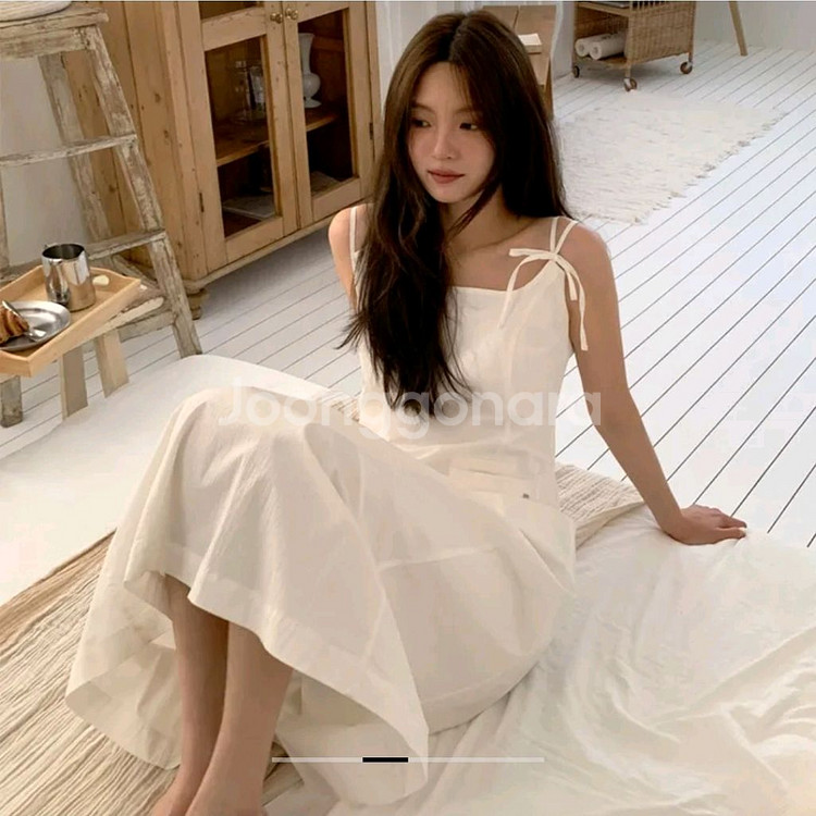 시티브리즈 나일론 스트랩 리본 롱 원피스--1