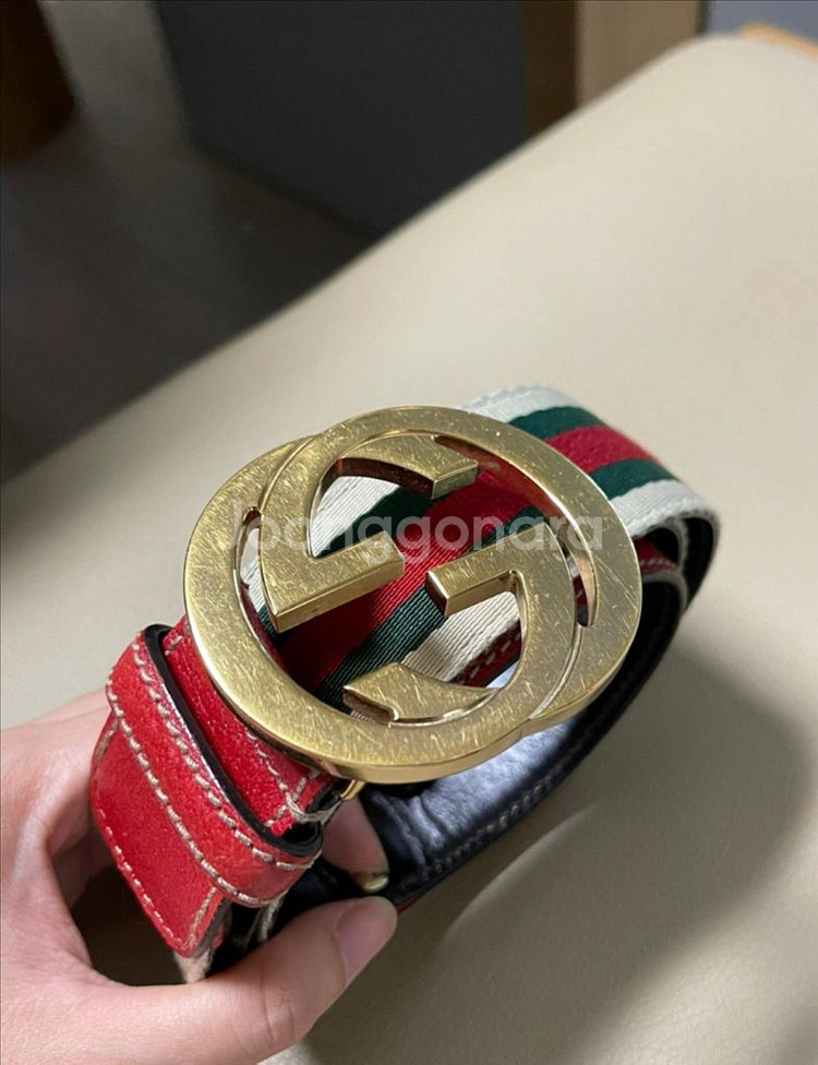 구찌 인터로킹 G 버클 삼선벨트--1