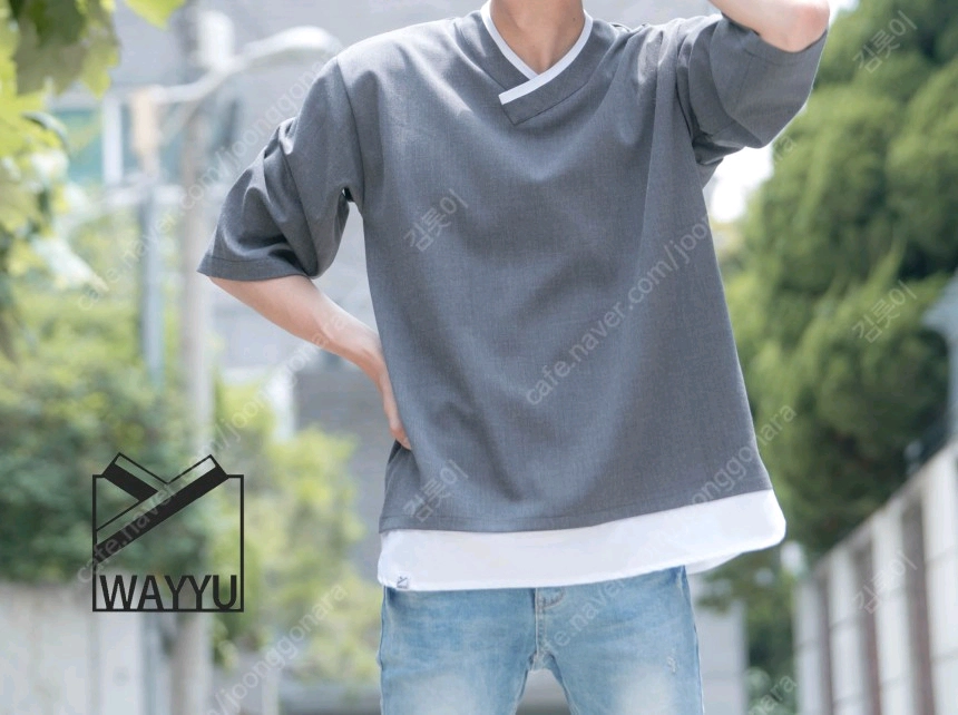 웨이유 칠부 간들바람 티저고리 차콜 이미지