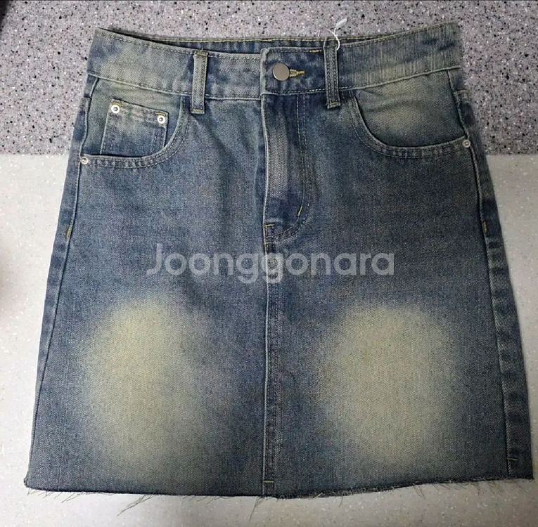 워싱 컷팅 데님 스커트 청치마--5