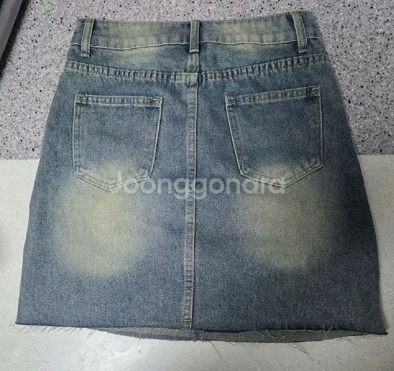 워싱 컷팅 데님 스커트 청치마--8