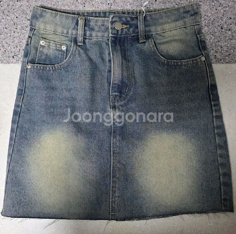 워싱 컷팅 데님 스커트 청치마--9