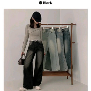 절개 와이드 데님 팬츠 에이블리 지그재그 청바지