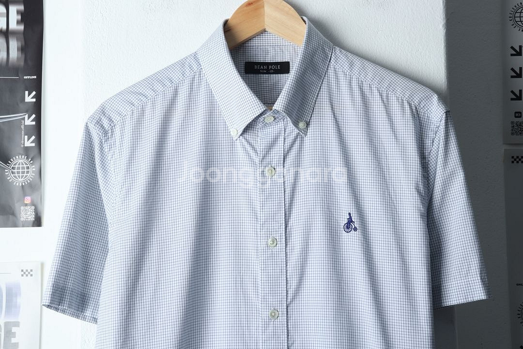 (XL) 빈폴 반팔셔츠 남방 화이트 체크 면--2