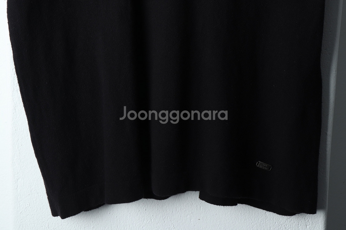 (XL) 바스키아 반팔 카라 티셔츠 블랙 무지 니트--3
