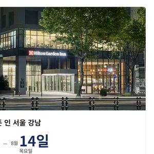 힐튼 가든 인 서울 강남 숙박권(8/13일 1박)