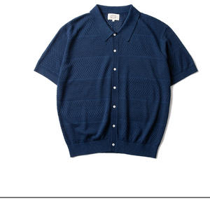 [암피스트] 아말피 크로쉐 하프 셔츠(가디건) navy