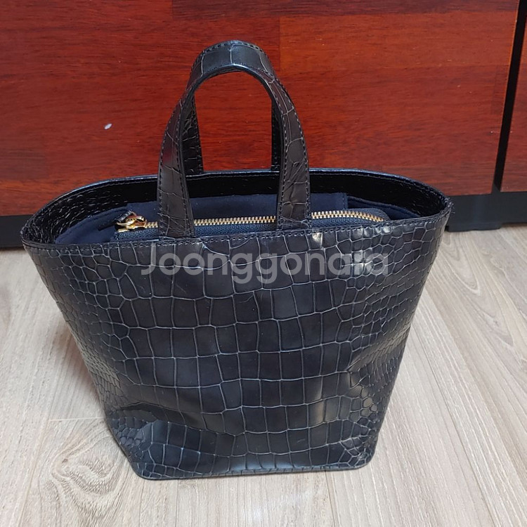 악어무늬 가죽 미니 토트백--0