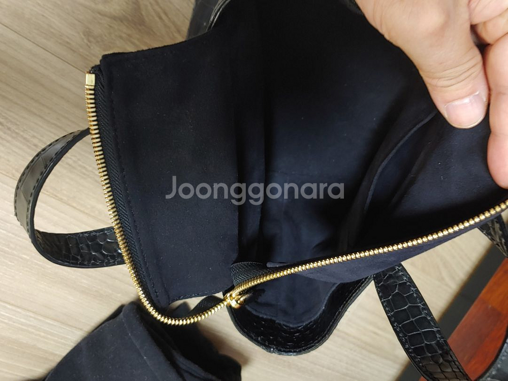 악어무늬 가죽 미니 토트백--7