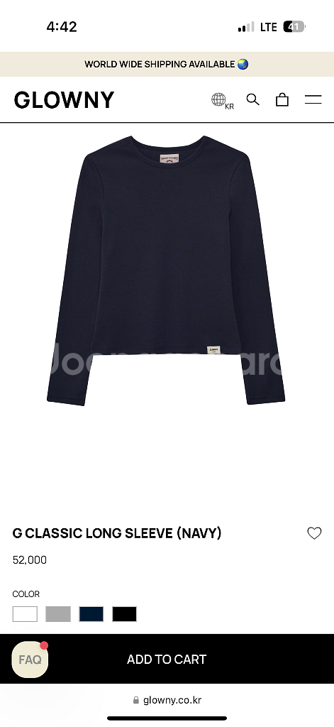 글로니 G CLASSIC LONG SLEEVE 티셔츠--0