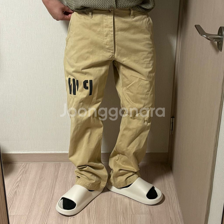정품 아웃스탠딩 치노팬츠 PW 트라우저 베이지 면바지--0