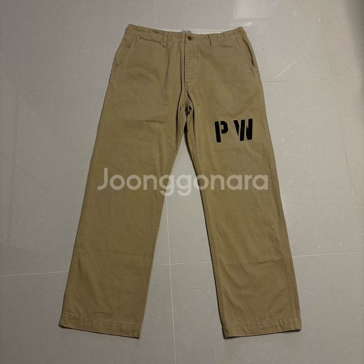 정품 아웃스탠딩 치노팬츠 PW 트라우저 베이지 면바지--2