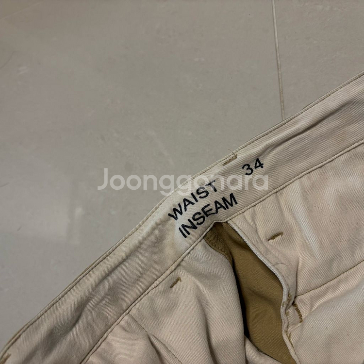 정품 아웃스탠딩 치노팬츠 PW 트라우저 베이지 면바지--7