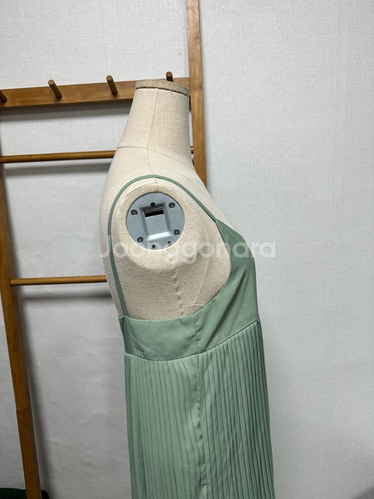 뷔스티에 레이어드 나시 원피스 플리츠 롱원피스 민트--4