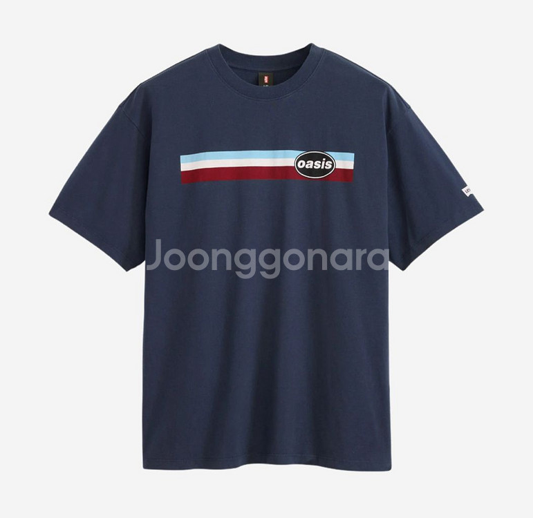 (M~XL)리바이스x오아시스 밴드 오발 로고 티셔츠 네--0