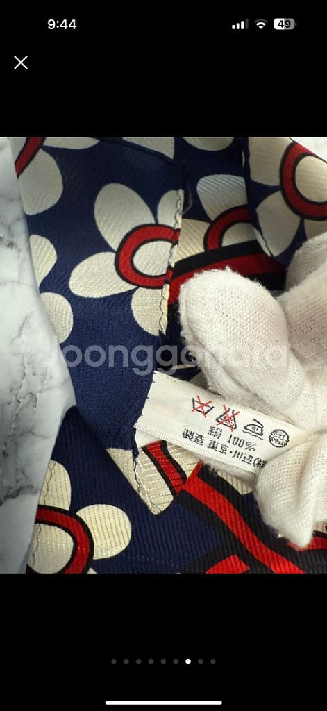 정품 입생로랑 100% silk 스카프 드라이크링완료--5