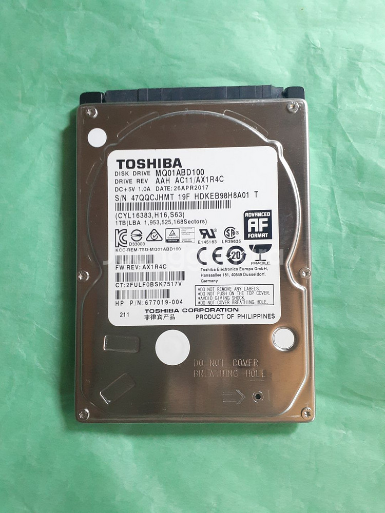 미사용급 노트북하드 도시바 HDD 1TB 2.5인치--0