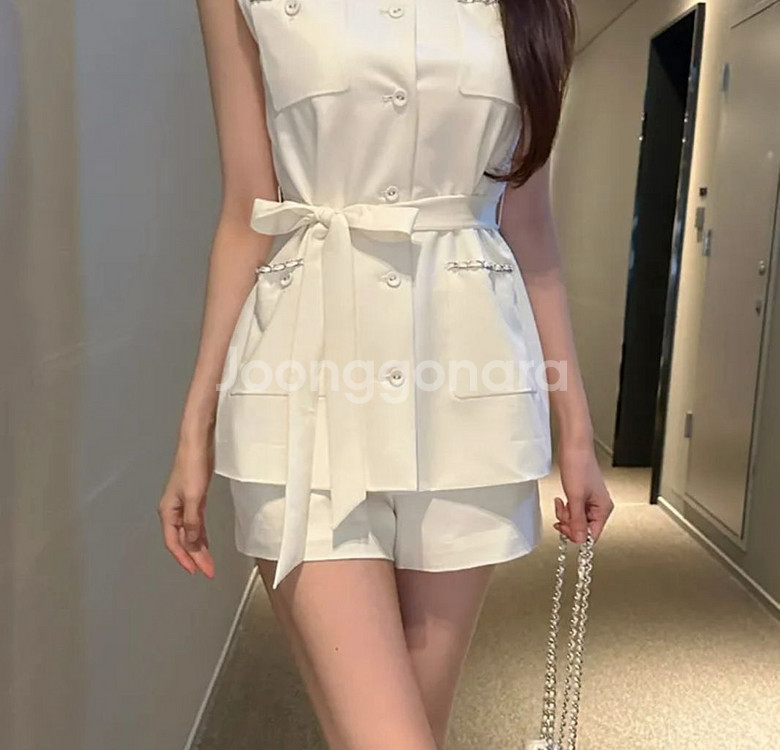 새상품 수입의류 드오브 라첼 지뽀렘 체인 베스트 셋업--1