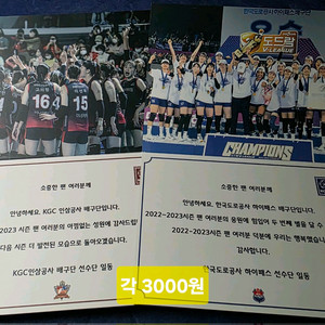 정관장 도로공사 배구단 감사편지 | 집관티켓
