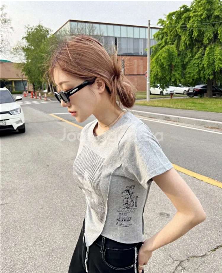 레터링 크롭 반팔--1