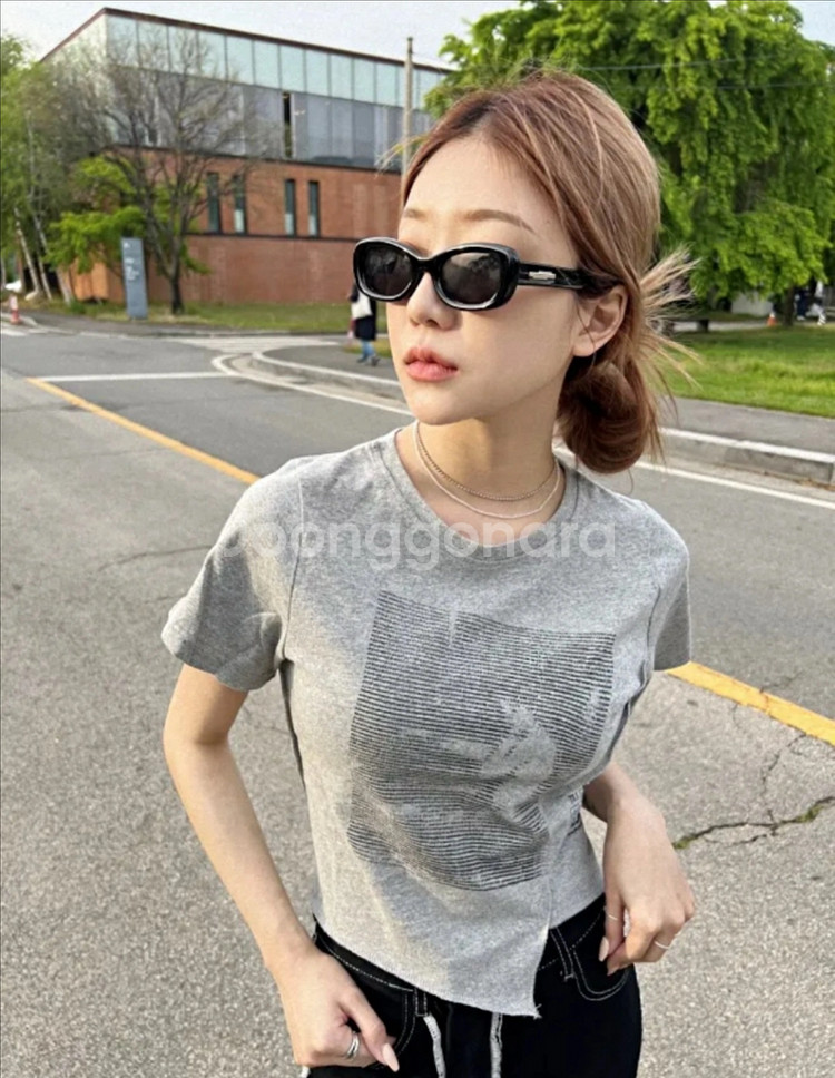 레터링 크롭 반팔--0