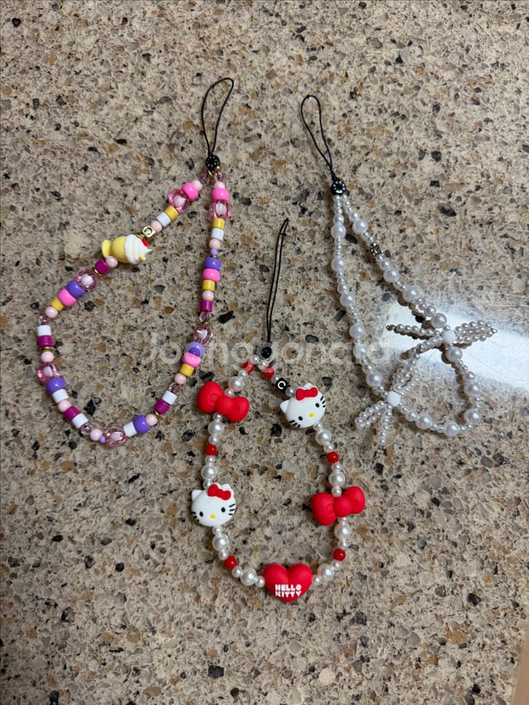 핸드폰 비즈 스트랩 3종 일괄 팝니다!--1