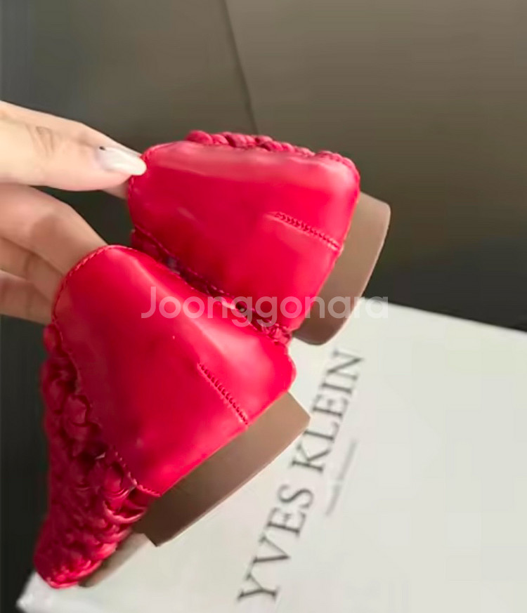 *샌더 레더 메쉬 플랫 여성신발 여름신발 레드 그물 망--2