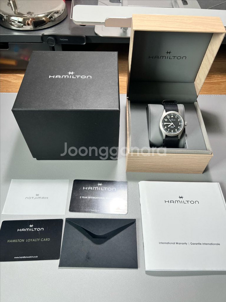 해밀턴 카키필드 38mm 쿼츠 블랙색상 풀박스 팝니다--0