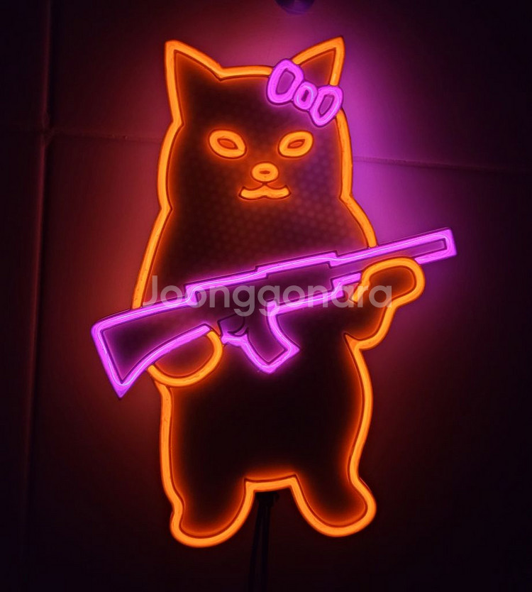 네온사인 고양이 스나이퍼 총 led--0