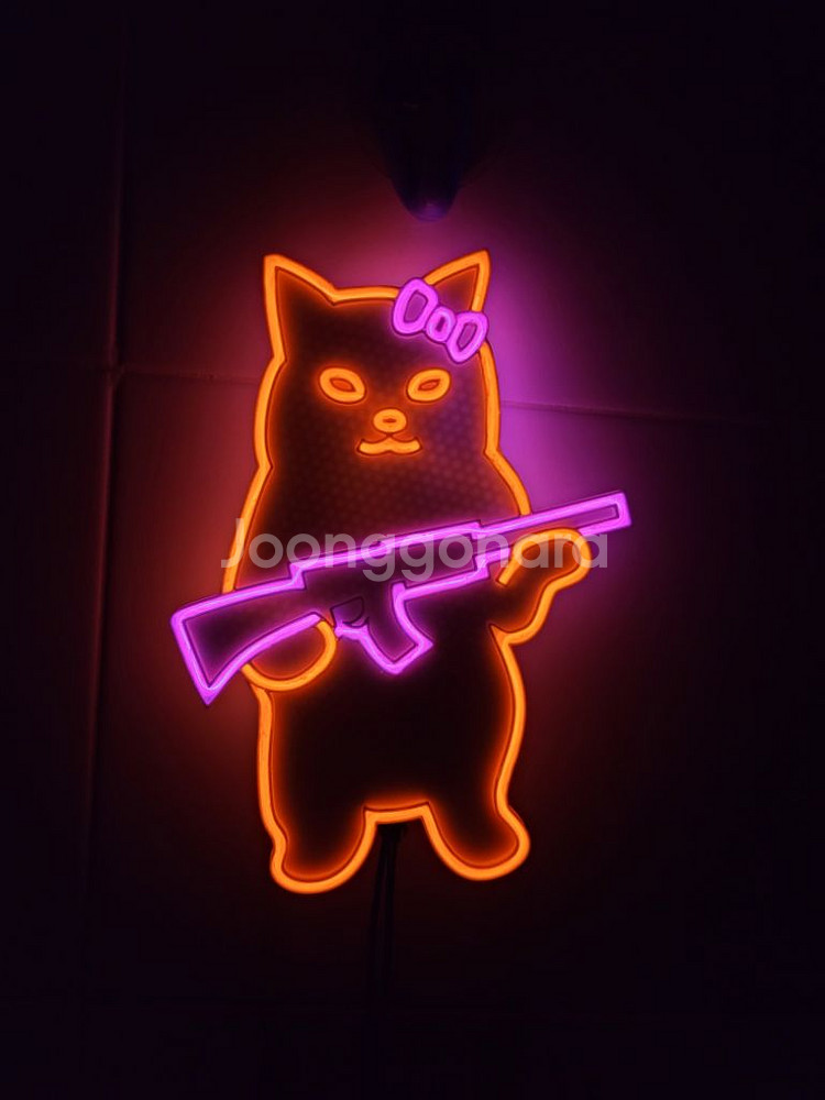 네온사인 고양이 스나이퍼 총 led--1